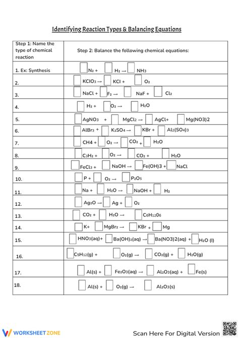 30++ Types Of Reactions Worksheet Answers