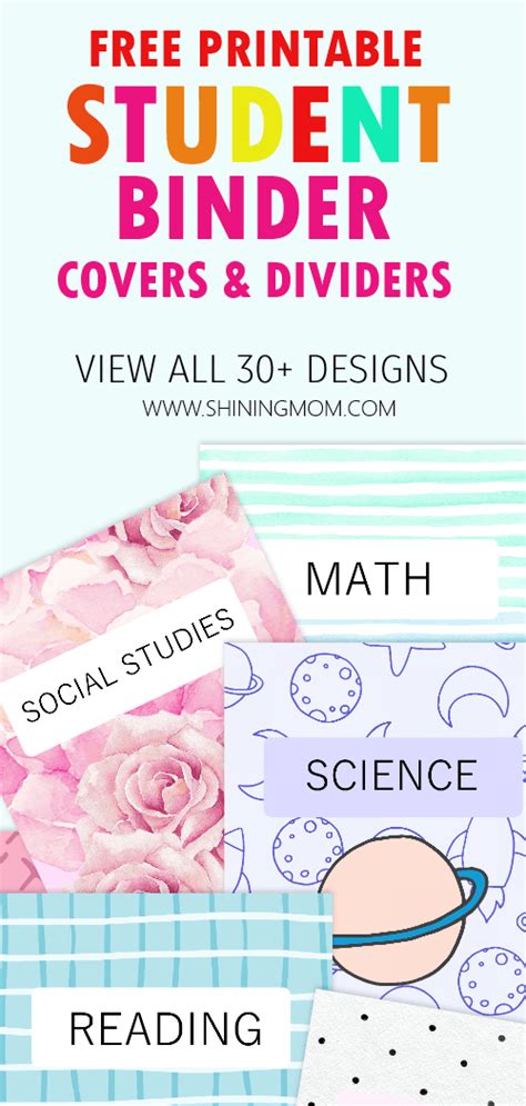 30+ FREE Printable Binder Covers: Super Cute and Pretty Dividers!