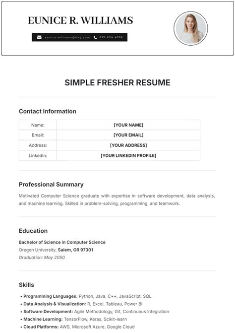 30+ Fresher Resume Examples & Templates by Job Title 2026 ... - coolestguyplanet.net