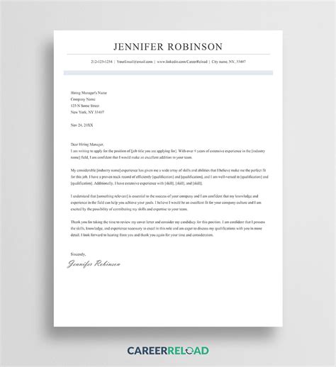 30+ Free Cover Letter Templates - Career Reload