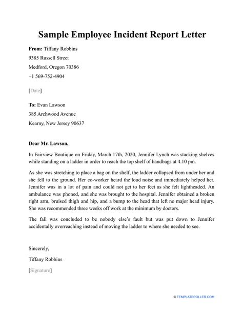30+ Incident Report Sample Letter Format Tips Format Kid