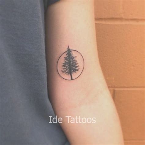 30+ Simple and Easy Pine Tree Tattoo Designs for Everyone Circle