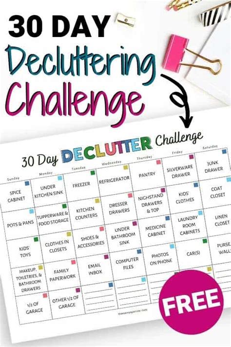 30 Day Decluttering Challenge Printable PDF in 2022 Declutter