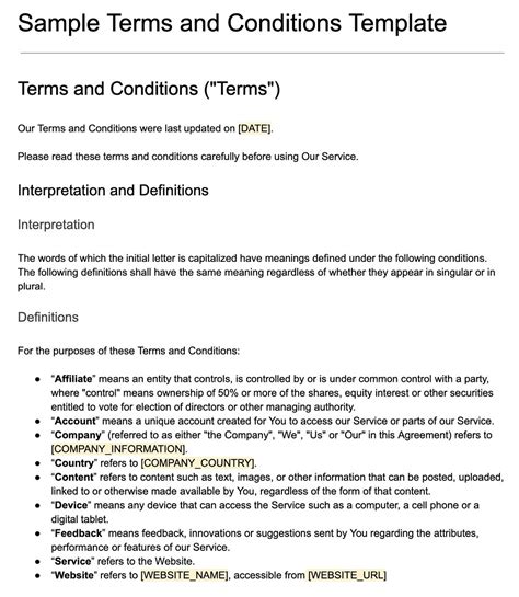 30 Estimate Terms and Conditions Sample Example Document Template