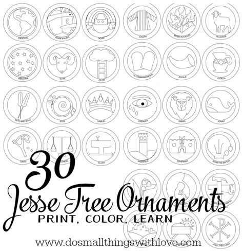 30 Jesse Tree Ornaments to Print and Color