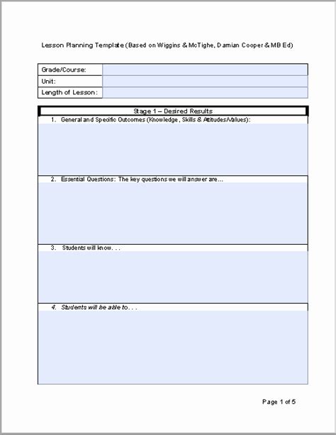 30 Ms Word Lesson Plan Example Document Template