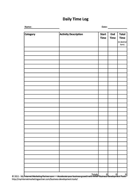 30 Printable Time Log Templates [Excel, Word] TemplateArchive Time