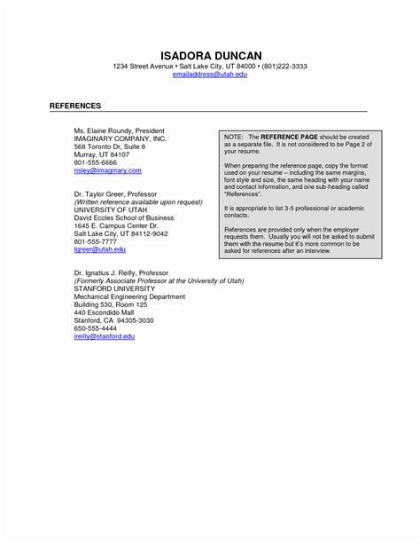 30 Resume Reference Sheet Example Example Document Template