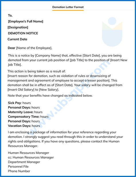 30 Sample Demotion Letter to Employee Example Document Template