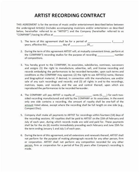 30 Sample Record Label Contract Example Document Template