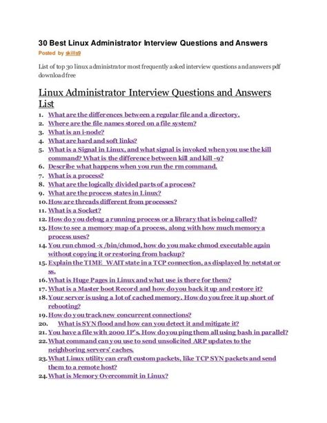 30 best linux administrator interview questions and answers