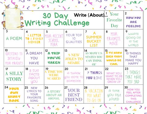 30 Day Creative Writing Challenge Creative Writing Challenges - Creative Writing Challenges