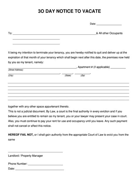 30 day eviction notice example.  Fill it out electronically or save as a PDF to pr...