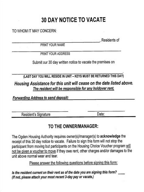 A North Carolina 7 Day Notice To Vacate terminates a month-to-month lease, and rental situations where the lease has expired or there’s no written lease but the tenant pays rent monthly. The non-terminating party must receive notice at least seven (7) calendar days before the date of termination. [2] North Carolina 30 Day Notice To Vacate. 