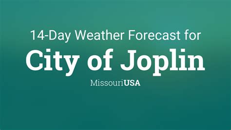 JOPLIN, MISSOURI (MO) 64801 local weather forecast and current conditions, radar, satellite loops, severe weather warnings, long range forecast. ... DAY/DATE & WEATHER FORECAST SUMMARY TIME CDT TEMP (deg. F) FEELS LIKE CLOUD COVER PRECIP PROB. ... Saturday 7 OCT 2023: 1 AM: 44° 39° Clear: 0%: 0% …. 