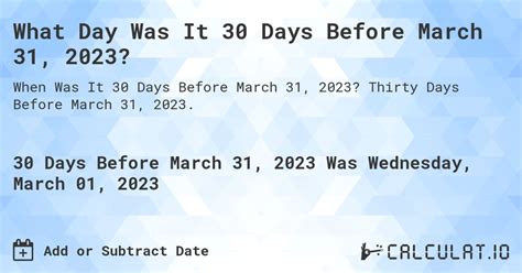 30 days before march 6th 2024