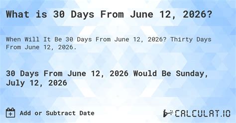 30 Days From June 12 2024