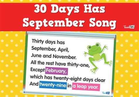 30 Days Has September Nursery Rhyme Poster Display Months Of The Year Poem Printable - Months Of The Year Poem Printable