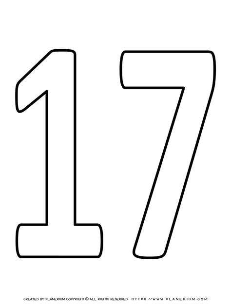 30 Number 17 Coloring Pages Free Printable Number 17 Coloring Page - Number 17 Coloring Page