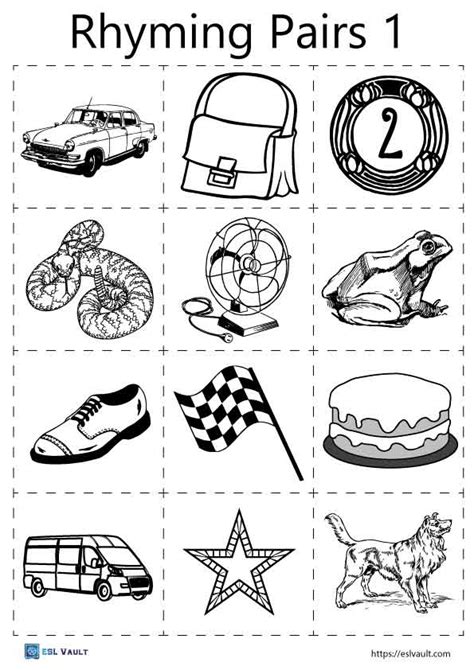 30 Pairs Of Rhyming Words With Pictures Esl Rhyming Word Pairs Worksheet Answers - Rhyming Word Pairs Worksheet Answers