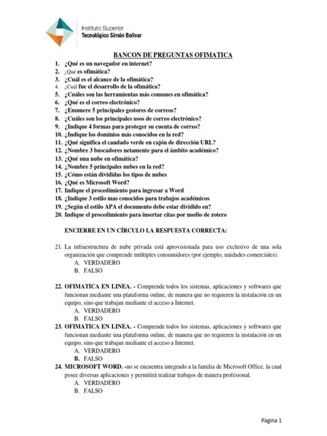 30 Preguntas De Ofimatica Con Respuestas