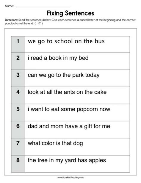 30 Sentence Activities For 1st 3rd Grade Sentences For Grade 1 - Sentences For Grade 1