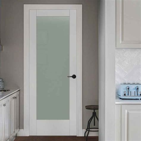 eightdoors. 30 in. x 80 in. x 1-3/8 in. 1-Lite Solid Core Frosted Glass White Finished Wood French Interior Door Slab.