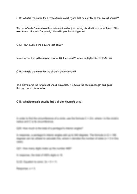 Read Online 30 Maths Quiz Questions With Answers 