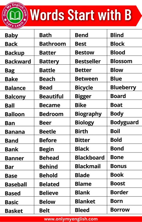 300+ Words That Start With B Words Starting with B