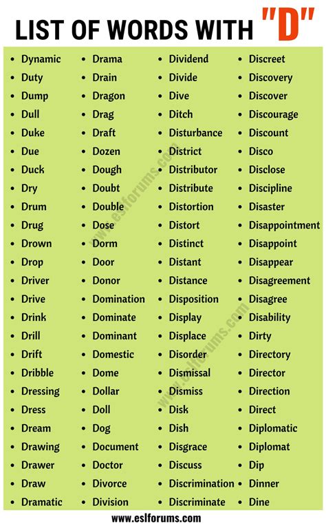 300+ Words That Start With D Words Starting with D