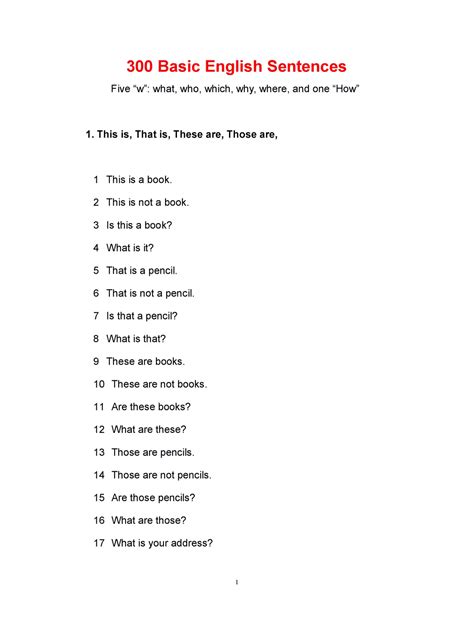300 Basic English Sentences Junior Programming Engineer