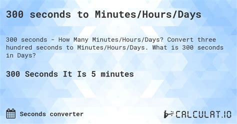 300 Seconds Is How Many Minutes