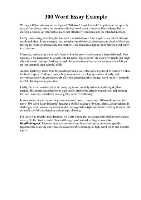300 Word Essay Example