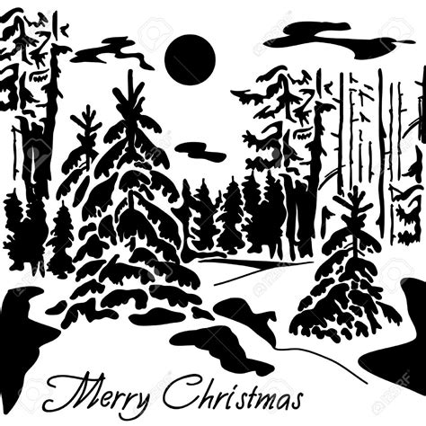 30000 black and white clip art for winter scenery