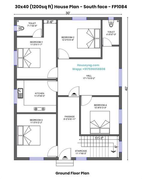 30x40 House Plan 3 Floor South Facing - Ongrid - ongrid.design - raincitystudios.com