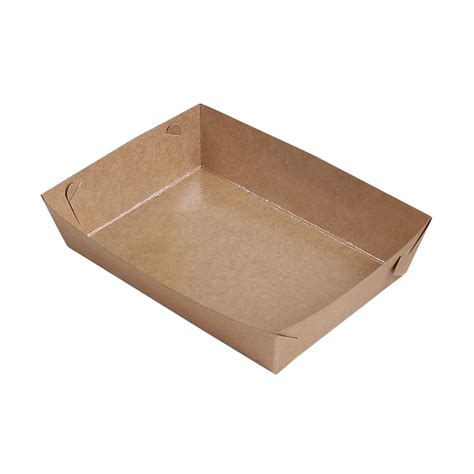 30pcs Disposable Paper Food Serving Tray Kraft Paper Coating