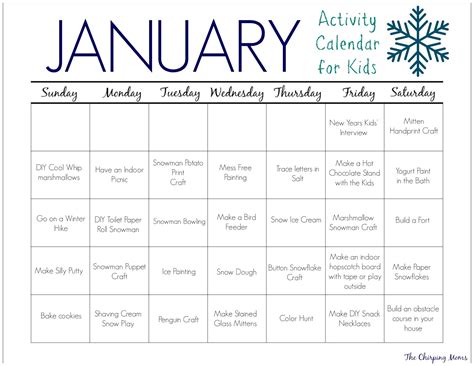 31 January Activities for Kids {Free Activity Calendar}