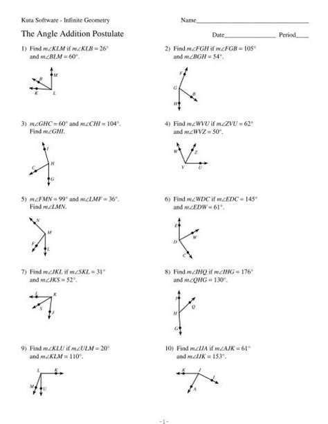 31 The Angle Addition Postulate Worksheet Answers support worksheet