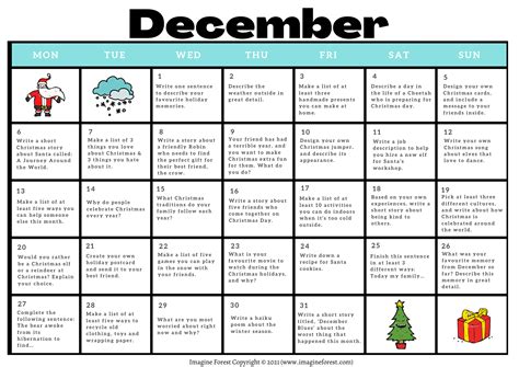 31 December Writing Prompts Free Calendar Printable Imagine Writing Prompts Calendar - Writing Prompts Calendar