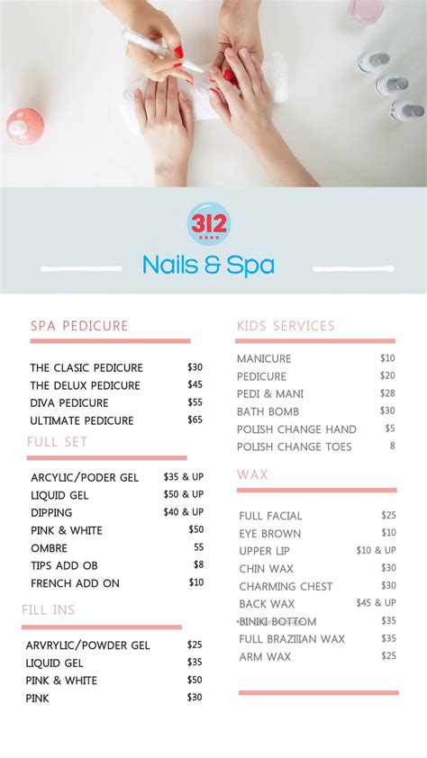 We're looking forward to growing our business to continue to serve Arlington Heights and the surrounding areas. We'd like to personally invite you to stop in today for waxing, manicures, pedicures, nail art, and more! 312 Nails & Spa. 75 W Rand Rd. Arlington Heights, IL 60004. (847) 749-2185.. 312 nails wheeling