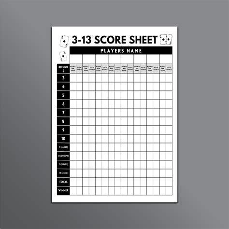 313 Game Score Sheets Three Thirteen Card Game Score Sheets Etsy