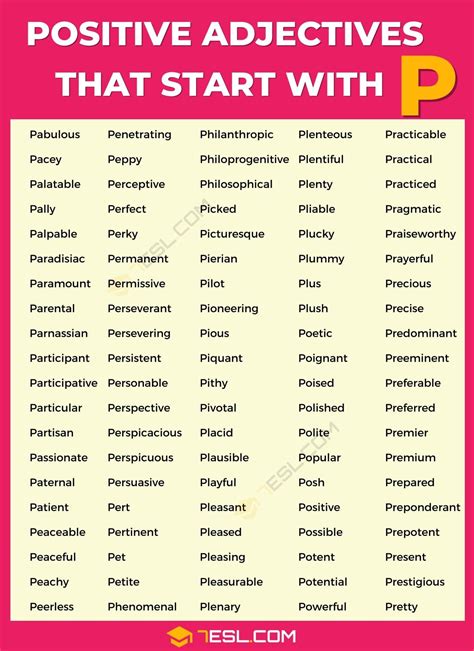 319 Adjectives That Start With P Words To Descriptive Words Beginning With P - Descriptive Words Beginning With P