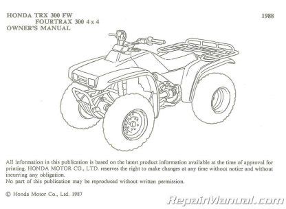 31hc5601 used 1988 honda trx300fw fourtrax 4 4 owners manual. - Physics for scientists and engineers knight solutions manual.