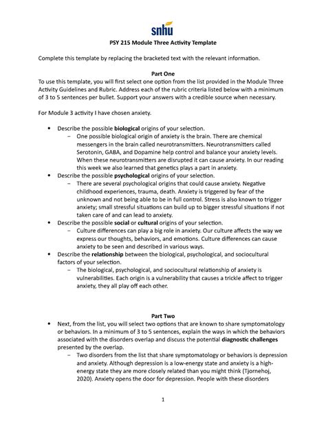 32 Activity Journal journal entry PSY 215 Module Three Activity