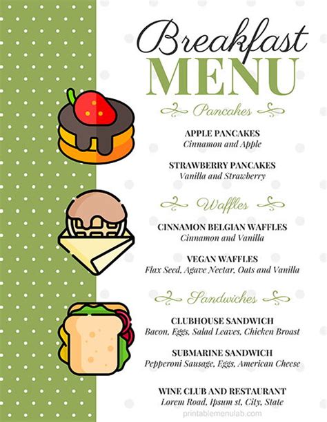 32 Breakfast Menu Templates Free Sample Example Format Download Free Premium Templates