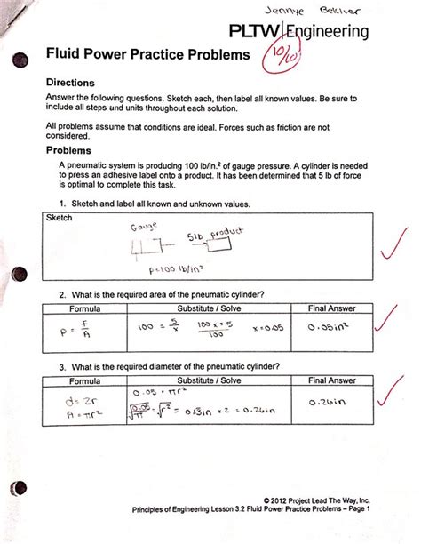 32 Fluid Power Practice Problems Answer Key Free Download