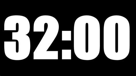 32 minute timer. Change Language. A cool little 20 Minutes Timer! Simple to use, no settings, just click start for a countdown timer of 20 Minutes. Try the Fullscreen button in classrooms and meetings :-) www.online-stopwatch.com. Start. 