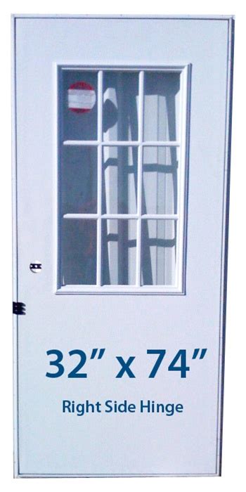 32 x 74 exterior door right hand inswing. 2-Panel 3/4 Top. Bring home traditional style in a strong and dependable exterior door. The all-panel design features a 3/4 top panel over a 1/4 bottom panel. Panels feature a beaded sticking profile that adds dimension and visual interest. Strengthened with tough, galvanized door facings. 
