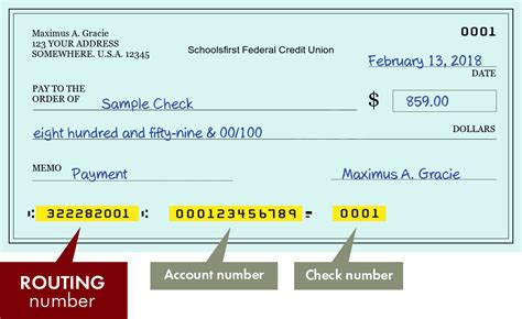 Verify a check from SCHOOLSFIRST FEDERAL CREDIT UNION Call 714-258-4000 for Routing Number: 322282001 and use RoutingTool. ... All U.S. Bank Routing Numbers are included in the database. Call the bank directly to verify funds, never call the number on the front of the check! .... 