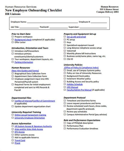 33+ HR Checklist Templates Free Sample Example Format